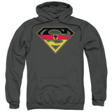 Superman German Shield Adult Pullover Hoodie Sweatshirt Charcoal