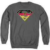 Superman German Shield Adult Crewneck Sweatshirt Charcoal