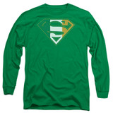 Superman Irish Shield Adult Long Sleeve T-Shirt Kelly Green