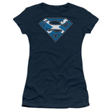 Superman Scottish Shield Junior Women's Sheer T-Shirt Navy