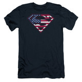 Superman U S Shield Adult 30/1 T-Shirt Navy
