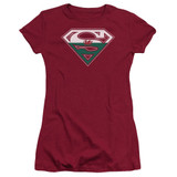 Superman Welsh Shield Junior Women's Sheer T-Shirt Cardinal