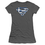Superman Greek Shield Junior Women's Sheer T-Shirt Charcoal