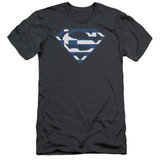 Superman Greek Shield Adult 30/1 T-Shirt Charcoal