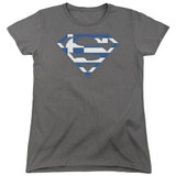 Superman Greek Shield Women's T-Shirt Charcoal