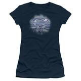 Superman Freedom Of Flight Junior Women's Sheer T-Shirt Navy