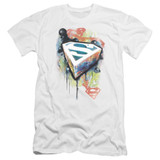 Superman Urban Shields Premium Canvas Adult Slim Fit 30/1 T-Shirt White