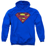 Superman Charcoal Shield Adult Pullover Hoodie Sweatshirt Royal Blue