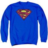 Superman Charcoal Shield Adult Crewneck Sweatshirt Royal Blue