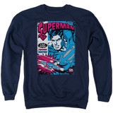 Superman Action Packed Adult Crewneck Sweatshirt Navy