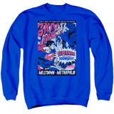 Superman Meltdown Adult Crewneck Sweatshirt Royal Blue