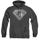 Superman Bling Shield Adult Heather Hoodie Sweatshirt Black