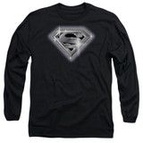 Superman Bling Shield Adult Long Sleeve T-Shirt Black