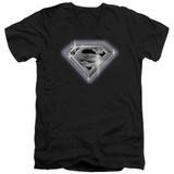 Superman Bling Shield Adult V-Neck T-Shirt Black
