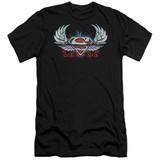 Superman Chrome Wings Shield Premium Canvas Adult Slim Fit 30/1 T-Shirt Black