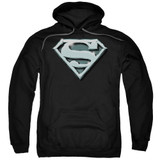 Superman Chrome Shield Adult Pullover Hoodie Sweatshirt Black