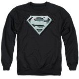 Superman Chrome Shield Adult Crewneck Sweatshirt Black