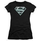 Superman Chrome Shield Junior Women's Sheer T-Shirt Black
