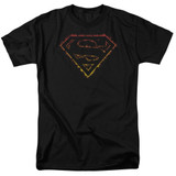 Superman Flame Outlined Logo Adult 18/1 T-Shirt Black