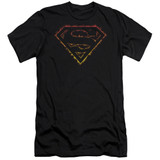 Superman Flame Outlined Logo Premium Canvas Adult Slim Fit 30/1 T-Shirt Black