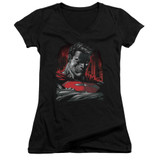 Superman Man Of Steel Junior Women's V-Neck T-Shirt Black