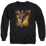 Superman Through The Fire Adult Crewneck Sweatshirt Black