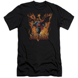 Superman Through The Fire Premium Canvas Adult Slim Fit 30/1 T-Shirt Black