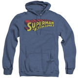 Superman Superman In Adult Heather Hoodie Sweatshirt Royal Blue