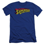 Superman Superman In Premium Canvas Adult Slim Fit 30/1 T-Shirt Royal Blue