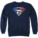 Superman French Shield Adult Crewneck Sweatshirt Navy