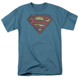Superman Gritty Shield Adult 18/1 T-Shirt Slate