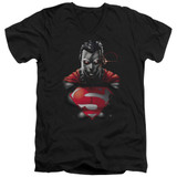 Superman Heat Vision Charged Adult V-Neck T-Shirt Black