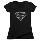 Superman Smoking Shield Junior Women's V-Neck T-Shirt Black