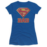 Superman Super Dad Junior Women's Sheer T-Shirt Royal Blue