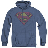 Superman Little Logos Adult Heather Hoodie Sweatshirt Royal Blue