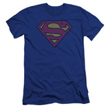 Superman Little Logos Premium Canvas Adult Slim Fit 30/1 T-Shirt Royal Blue