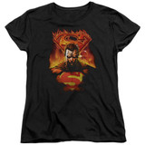 Superman Man On Fire Women's T-Shirt Black