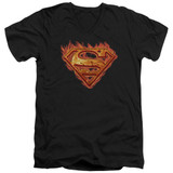 Superman Hot Metal Adult V-Neck T-Shirt Black