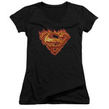 Superman Hot Metal Junior Women's V-Neck T-Shirt Black