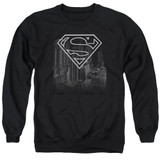 Superman Skyline Adult Crewneck Sweatshirt Black