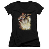 Superman Explosive Junior Women's V-Neck T-Shirt Black