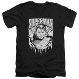 Superman Super Metal Adult V-Neck T-Shirt Black