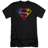 Superman Gradient Superman Logo Premium Canvas Adult Slim Fit 30/1 T-Shirt Black