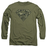 Superman Super Camo Adult Long Sleeve T-Shirt Military Green