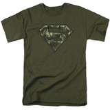 Superman Super Camo Adult 18/1 T-Shirt Military Green