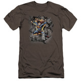 Superman Break On Through Premium Canvas Adult Slim Fit 30/1 T-Shirt Charcoal