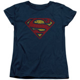 Superman Crackle S Women's T-Shirt Navy