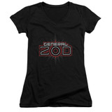 Superman Zod Logo Junior Women's V-Neck T-Shirt Black