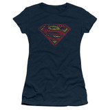 Superman S Shield Rough Junior Women's Sheer T-Shirt Navy