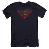 Superman S Shield Rough Premium Canvas Adult Slim Fit 30/1 T-Shirt Navy